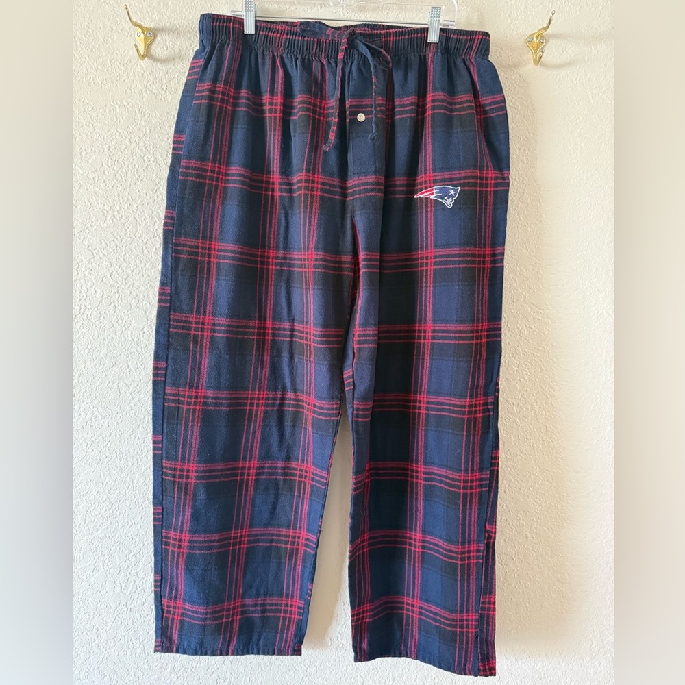 New England Patriots Plaid Flannel Pajama Pants Men’s XL Navy Blue Red